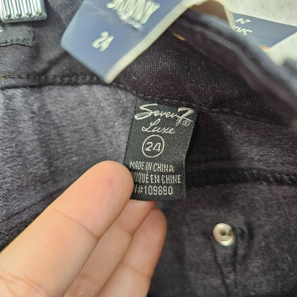 Seven7 Jeans Luxe Skinny 24 Black Embellished Bling Plus Cotton Stretch Boho New - Picture 2 of 14